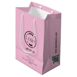 Ihr Logo-Geschäft Beruflich Pink   QR-Code Mittlere Geschenktüte