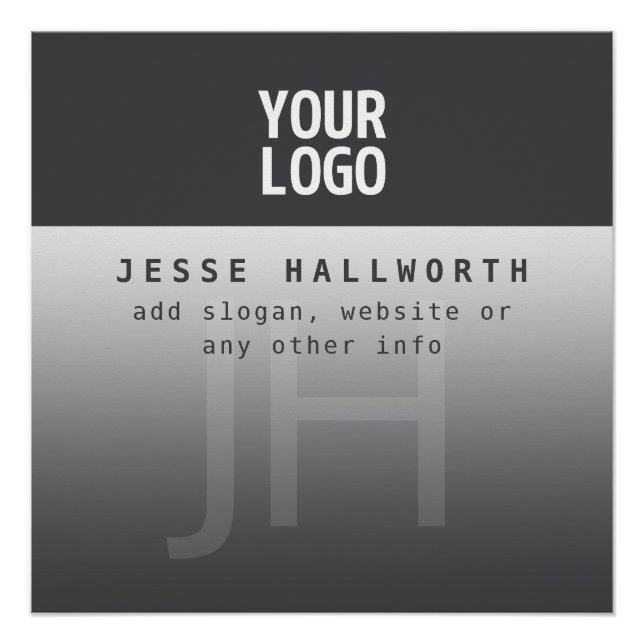 Ihr Logo, Geschäftsname und Monogramm Poster (Vorderseite)