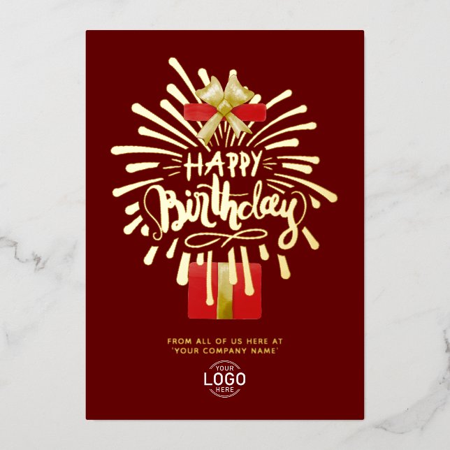Ihr Logo Geschenk Fireworks Burgundy Group Geburts Folieneinladung (Vorderseite)