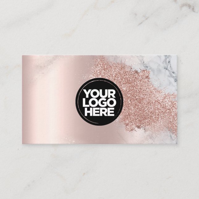 Ihr Logo Glitzer Rose Gold elegante Drehbuchmor Visitenkarte (Vorderseite)