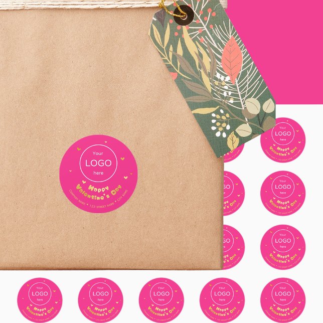 Ihr Logo glücklich Valentinstag Neon-Rosa Sticker (Von Creator hochgeladen)