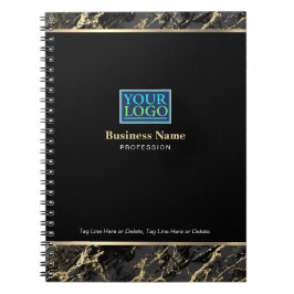 Ihr Logo, Gold-Firmenname, Schwarz/Gold-Marmor Notizblock