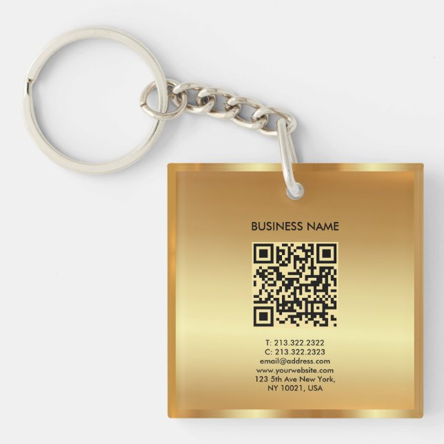 Ihr Logo Gold QR Code auf dem doppelten Platz Schlüsselanhänger (Vorderseite)