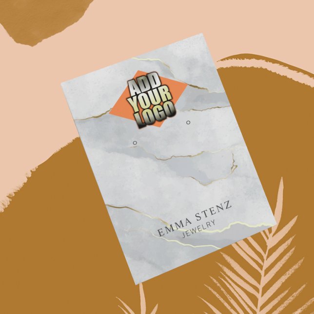 Ihr Logo Gray Gold Lines Marble Earring Holder Visitenkarte (Von Creator hochgeladen)