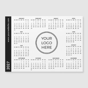Ihr Logo hier 2027 weißer magnetischer Kalender Magnetkarte