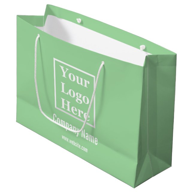Ihr Logo hier auf Minze Green Große Geschenktüte (Vorderseite Schrägansicht)
