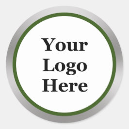 Ihr Logo hier dunkelgrüne, weiße Silbervorlage Runder Aufkleber