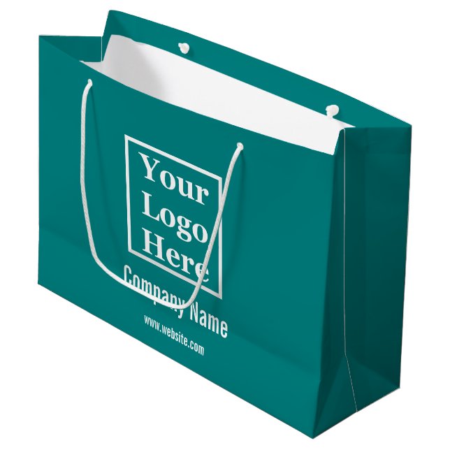 Ihr Logo hier für den Aquamarinen Gebrauch Große Geschenktüte (Vorderseite Schrägansicht)