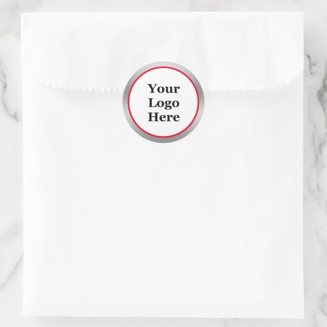 Ihr Logo hier Hellrotes, weißes Silberblatt Runder Aufkleber (Tasche)
