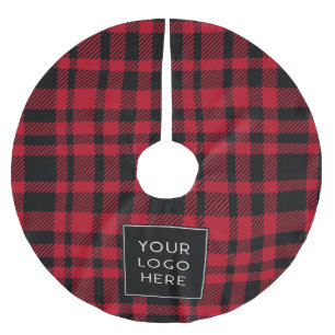 Ihr Logo hier Kariert Weihnachten Polyester Weihnachtsbaumdecke