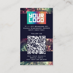 Ihr Logo hier Modern Custom QR Code Fireworks Visitenkarte