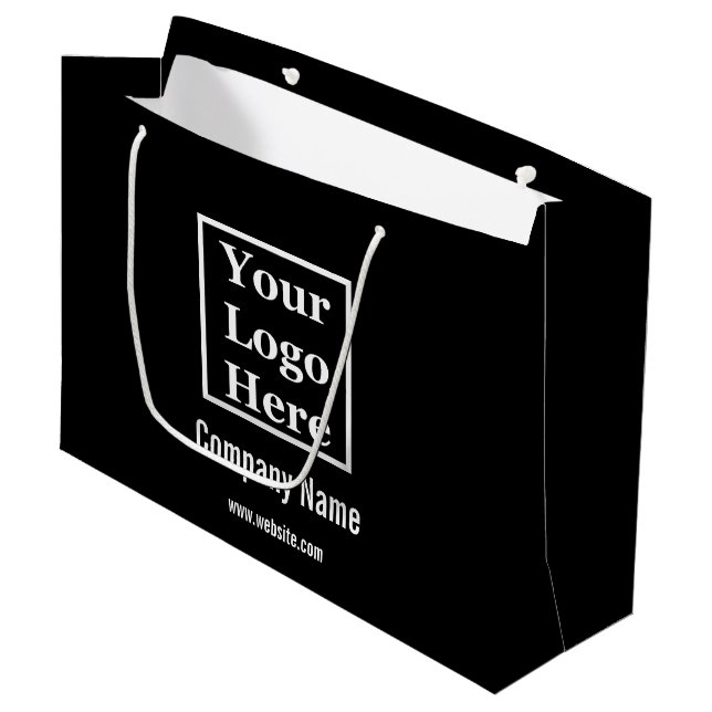 Ihr Logo hier Schwarzweiß Große Geschenktüte (Vorderseite Schrägansicht)