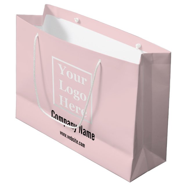 Ihr Logo hier Vorlage für hellrosa Große Geschenktüte (Vorderseite Schrägansicht)