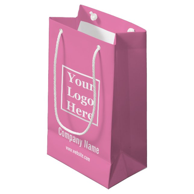 Ihr Logo hier Vorlage in Rosa Kleine Geschenktüte (Vorderseite Schrägansicht)