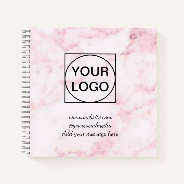 Ihr Logo hier weiß, einfach minimale PINK MARBLE Notizbuch (Vorderseite)