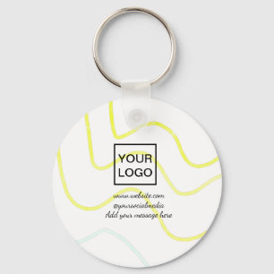 Ihr Logo hier weiß einfache minimale gelbe Linien  Schlüsselanhänger