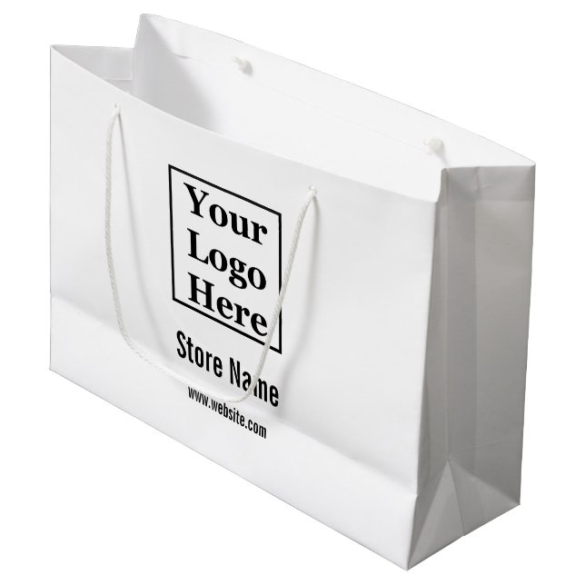 Ihr Logo hier weiß und schwarz Große Geschenktüte (Vorderseite Schrägansicht)