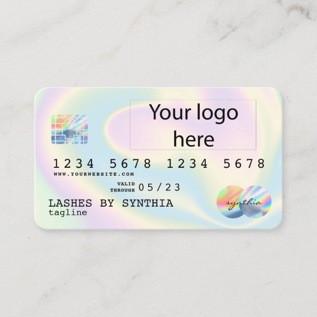 Ihr Logo Holograph Modern Credit Card Style hinzuf Visitenkarte (Vorderseite)