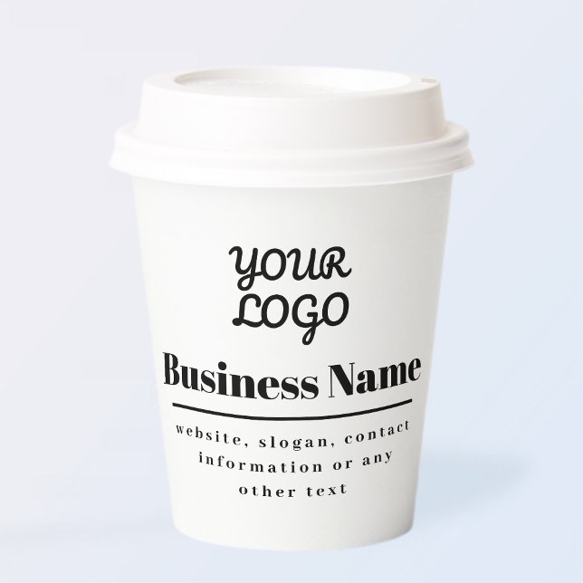 Ihr Logo ist Retro-modern, weiß und schwarz Pappbecher (Von Creator hochgeladen)