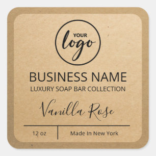 Ihr Logo Kraft Paper Seife Bar Labels Quadratischer Aufkleber