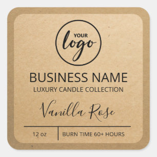Ihr Logo Kraft Paper Soy Candle Labels Quadratischer Aufkleber