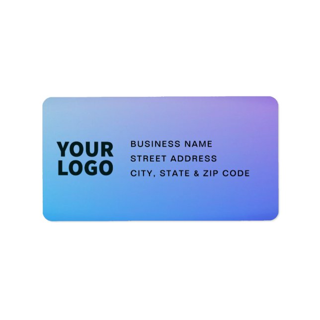 Ihr Logo | Lila Blue Green Ombre Adressaufkleber (Vorne)
