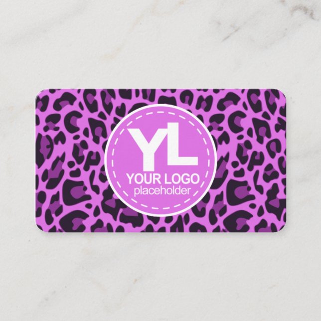 Ihr Logo Lila Leopard Print Rockabilly-Muster Visitenkarte (Vorderseite)