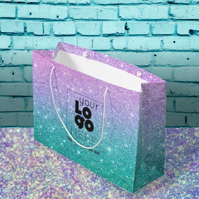 Ihr Logo Mermaid Ombre Glitzer Paper Einkaufstasch Große Geschenktüte (Von Creator hochgeladen)