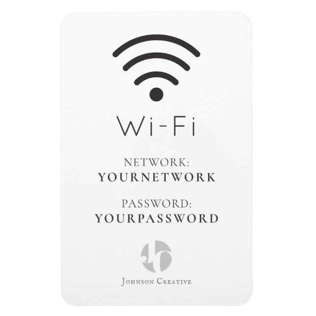Ihr Logo Minimalistisch Weiß Wi-Fi-Zeichen Magnet (Vertikal)