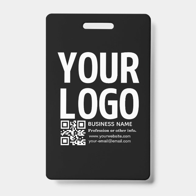 Ihr Logo mit bearbeitbarem QR-Code und Text  Ausweis (Vorderseite)