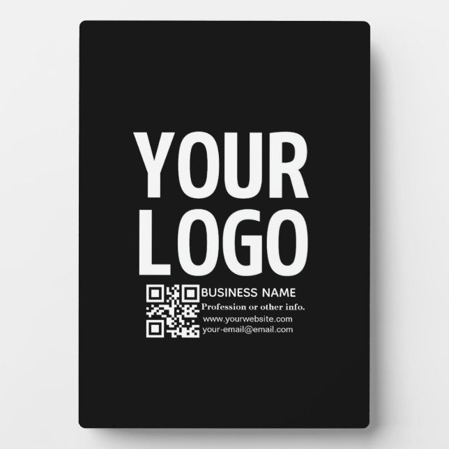 Ihr Logo mit bearbeitbarem QR-Code und Text  Fotoplatte (Vorderseite)