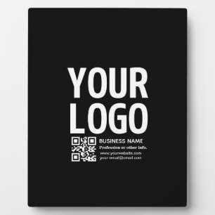 Ihr Logo mit bearbeitbarem QR-Code und Text Fotoplatte