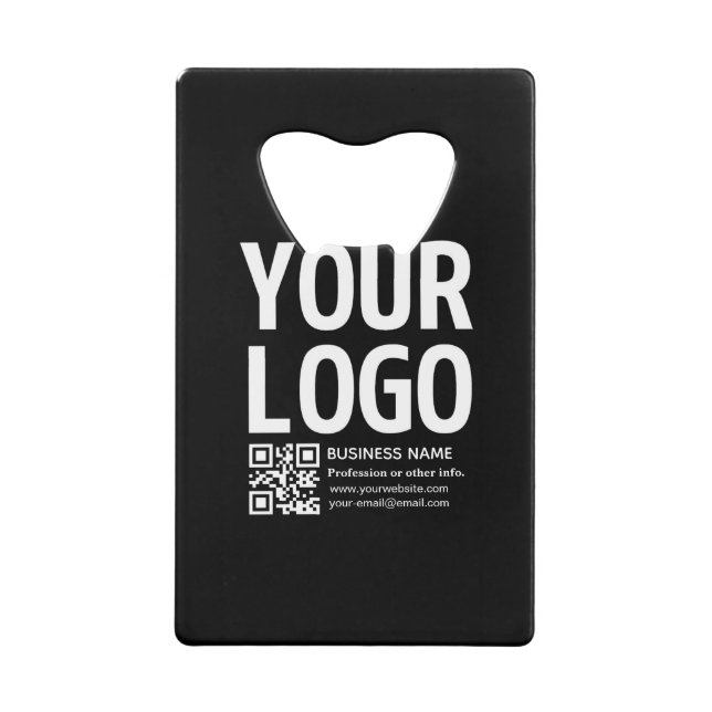 Ihr Logo mit bearbeitbarem QR-Code und Text  Geldbeutel Flaschenöffner (Vorderseite)