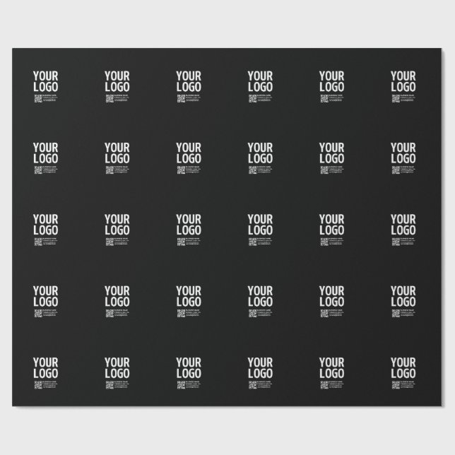 Ihr Logo mit bearbeitbarem QR-Code und Text  Geschenkpapier (Flach)