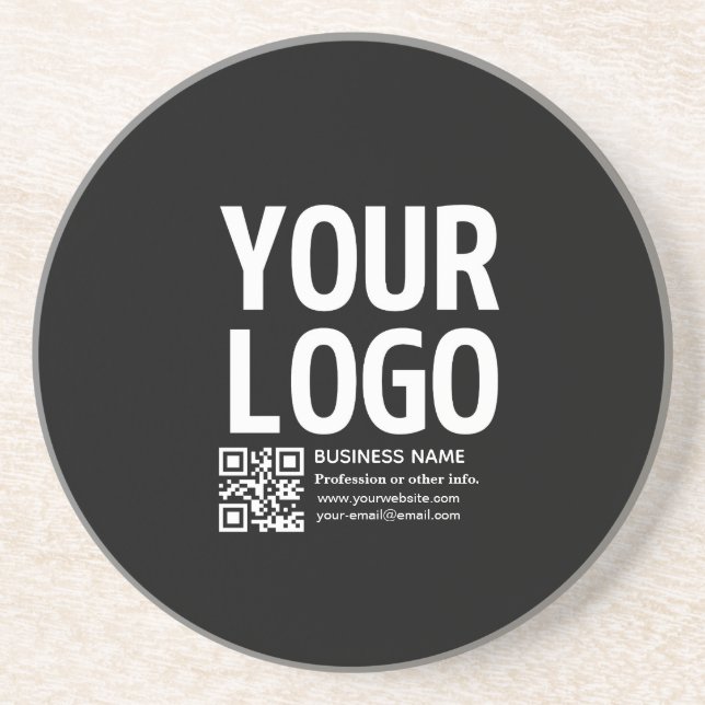 Ihr Logo mit bearbeitbarem QR-Code und Text  Getränkeuntersetzer (Vorne)