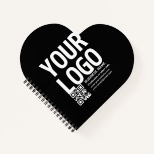 Ihr Logo mit bearbeitbarem QR-Code und Text Notizbuch