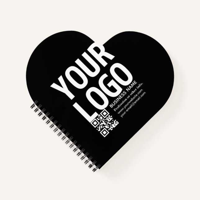 Ihr Logo mit bearbeitbarem QR-Code und Text  Notizbuch (Vorderseite)