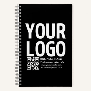 Ihr Logo mit bearbeitbarem QR-Code und Text Notizbuch