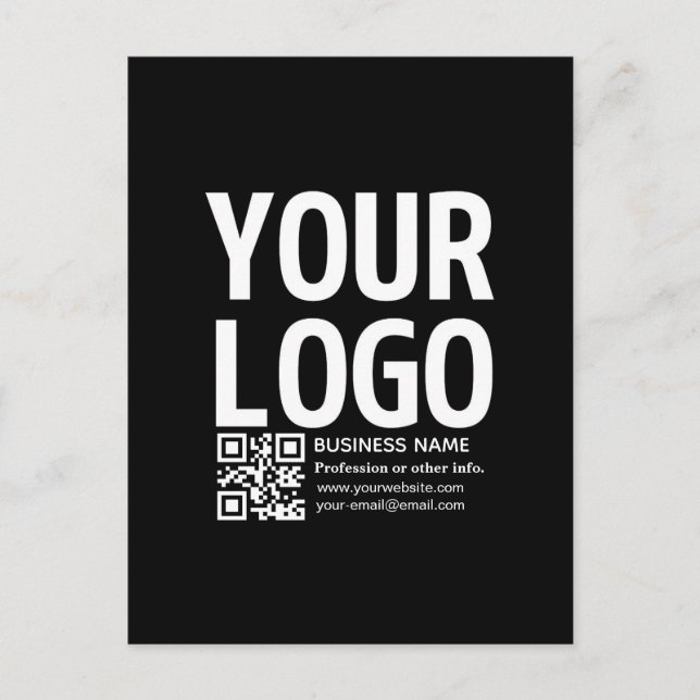 Ihr Logo mit bearbeitbarem QR-Code und Text  Postkarte (Vorderseite)
