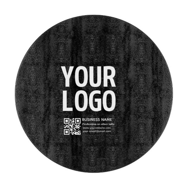 Ihr Logo mit bearbeitbarem QR-Code und Text  Schneidebrett (Vorderseite)