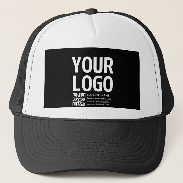 Ihr Logo mit bearbeitbarem QR-Code und Text  Truckerkappe (Vorderseite)