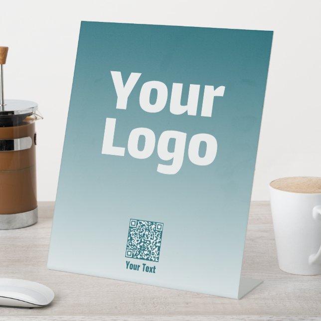 Ihr Logo mit/Bearbeitung von QR-Code und Farbverla Sockelschild (In Situ)