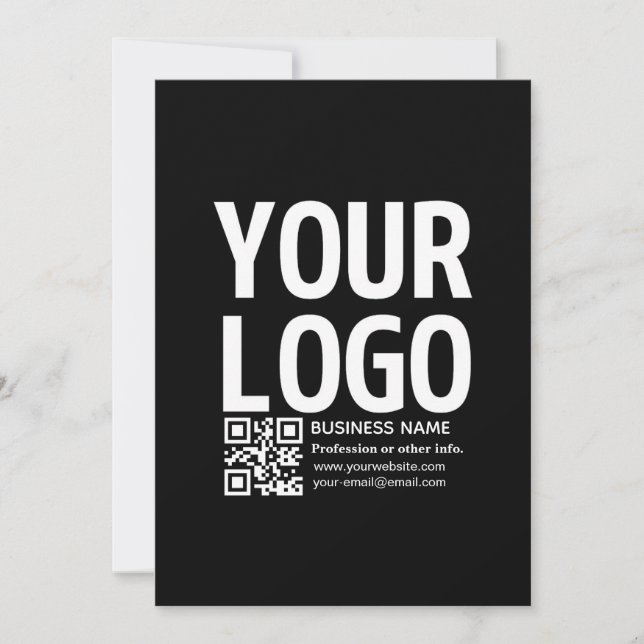 Ihr Logo mit editierbarem QR-Code und Text  Einladung (Vorderseite)