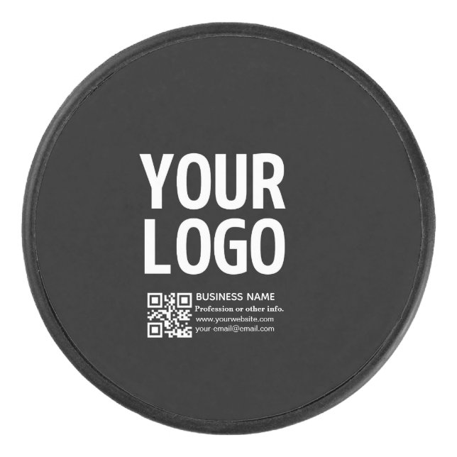 Ihr Logo mit editierbarem QR-Code und Text  Eishockey Puck (Vorderseite)
