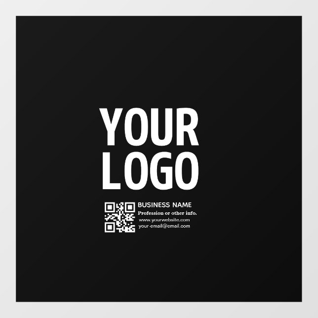Ihr Logo mit editierbarem QR-Code und Text  Fensteraufkleber (Blatt)