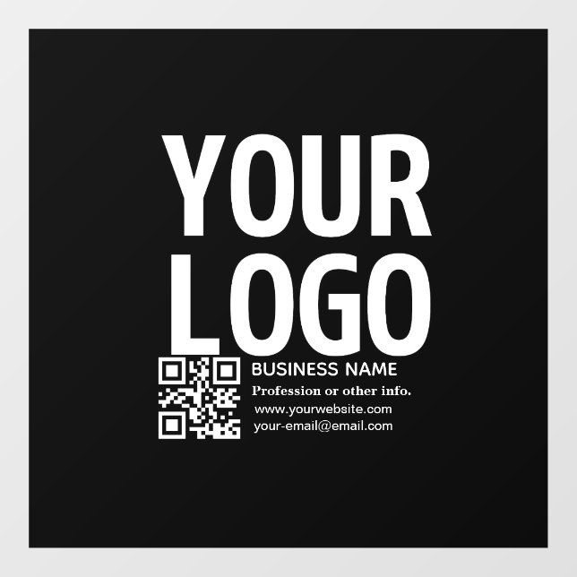 Ihr Logo mit editierbarem QR-Code und Text  Fensteraufkleber (Blatt)
