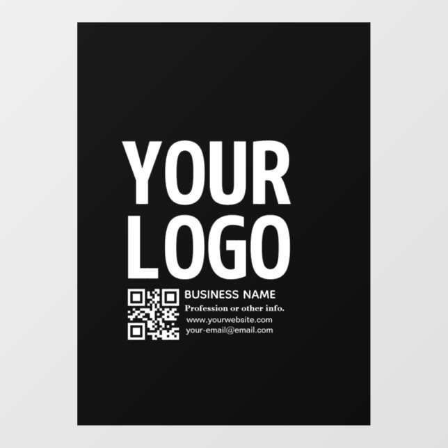 Ihr Logo mit editierbarem QR-Code und Text  Fensteraufkleber (Blatt)