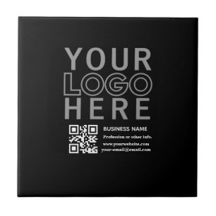 Ihr Logo mit editierbarem QR-Code und Text  Fliese