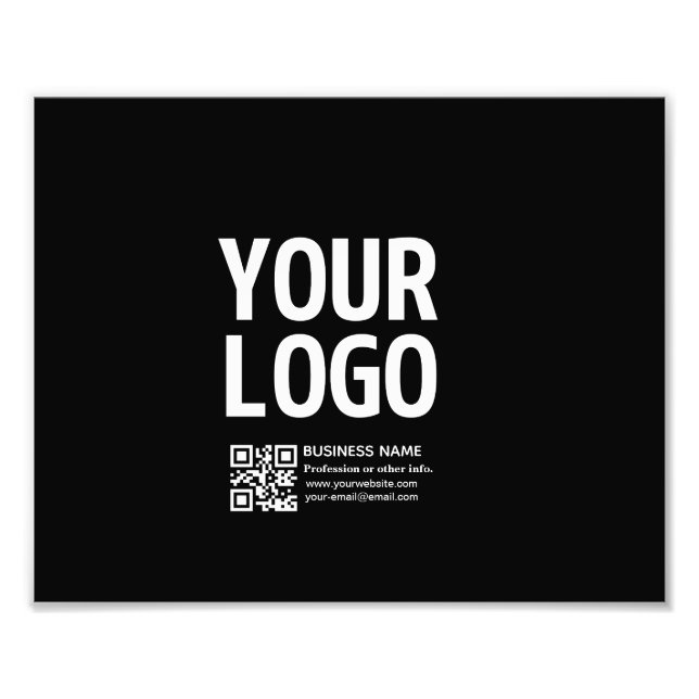 Ihr Logo mit editierbarem QR-Code und Text  Fotodruck (Vorne)