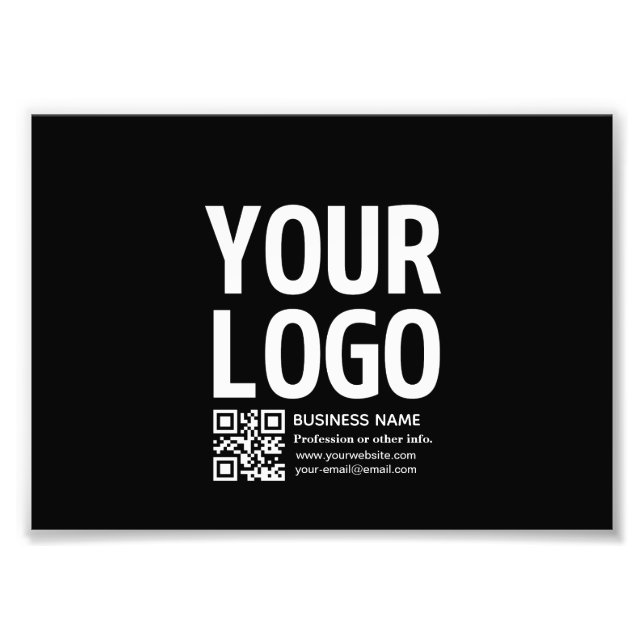 Ihr Logo mit editierbarem QR-Code und Text  Fotodruck (Vorne)